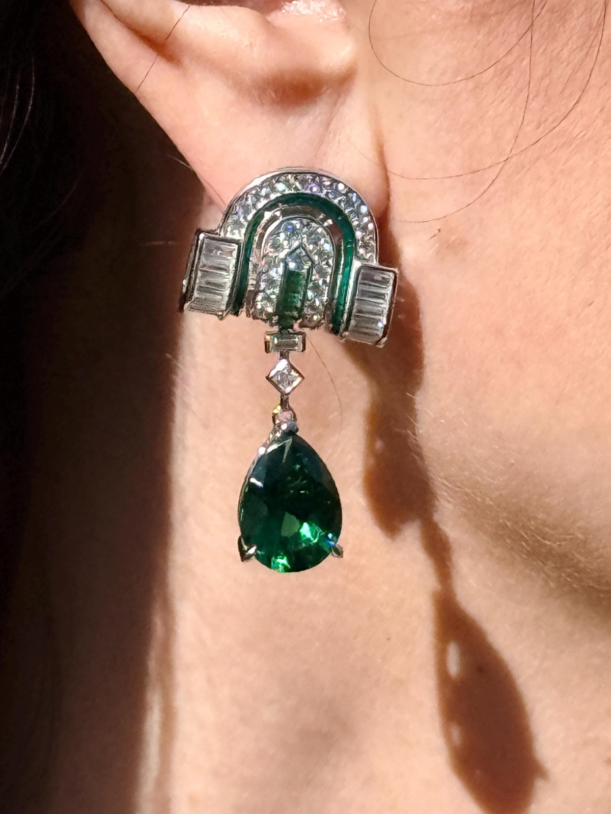 Art Deco Emerald Drop Earrings