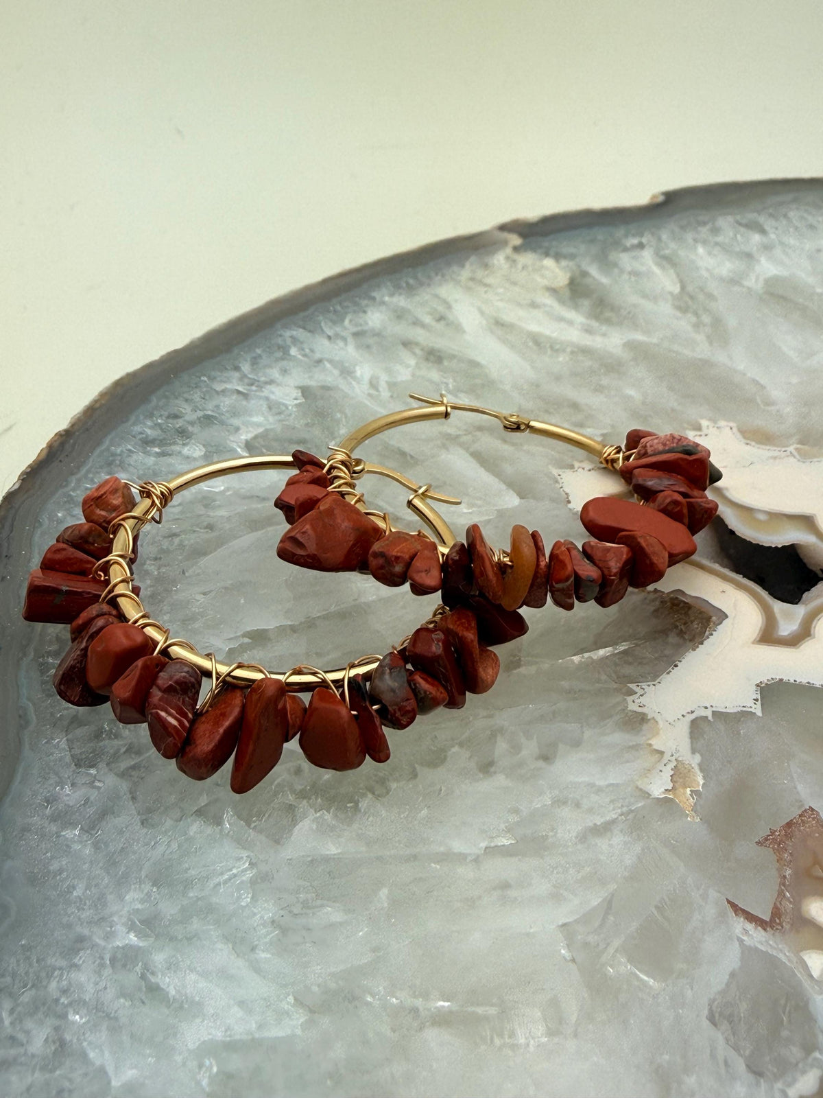 Natural Gemstone Hoop Earrings