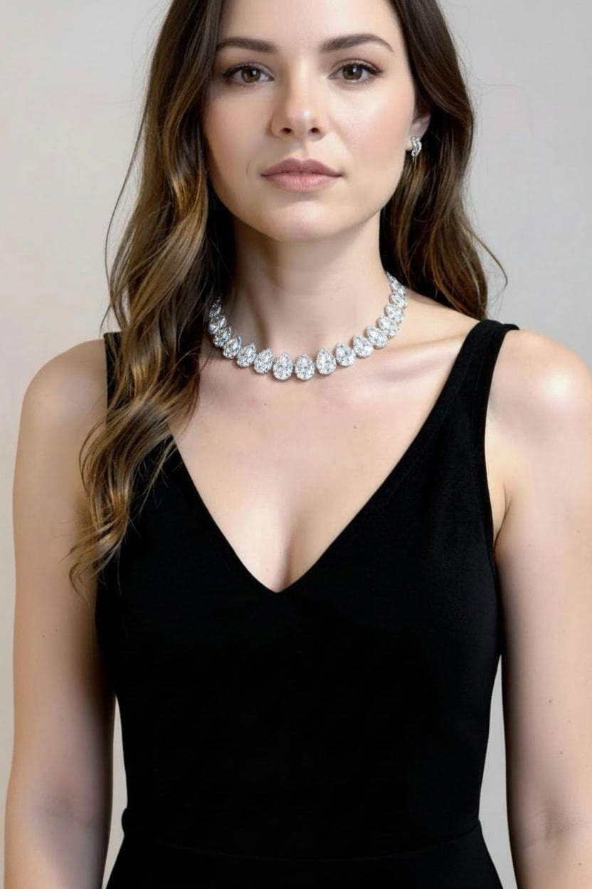 Anna Wintour Pear Shape Crystal Necklace