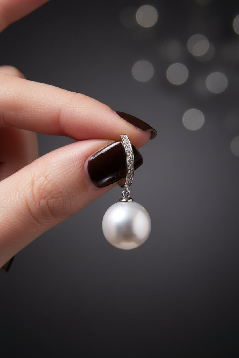 Huggie Cubic Zirconia Pearl Drop Earrings