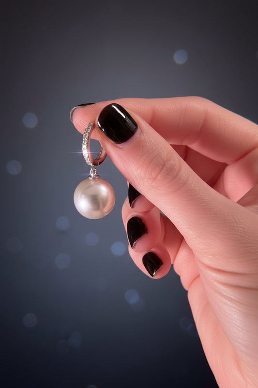 Huggie Cubic Zirconia Pearl Drop Earrings