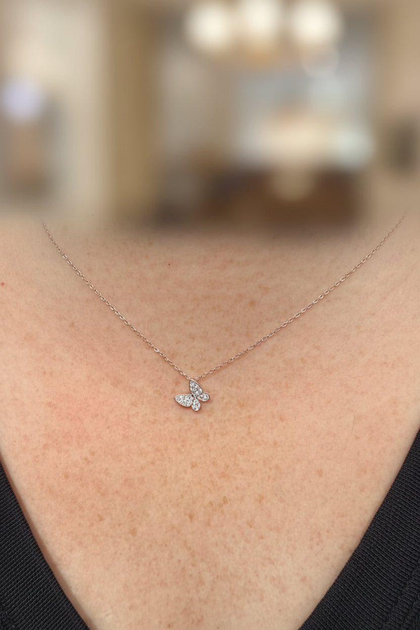 Diamond Flutter Butterfly Necklace