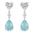Pair of earrings with heart-shaped top and teardrop-shaped bottom on a white background