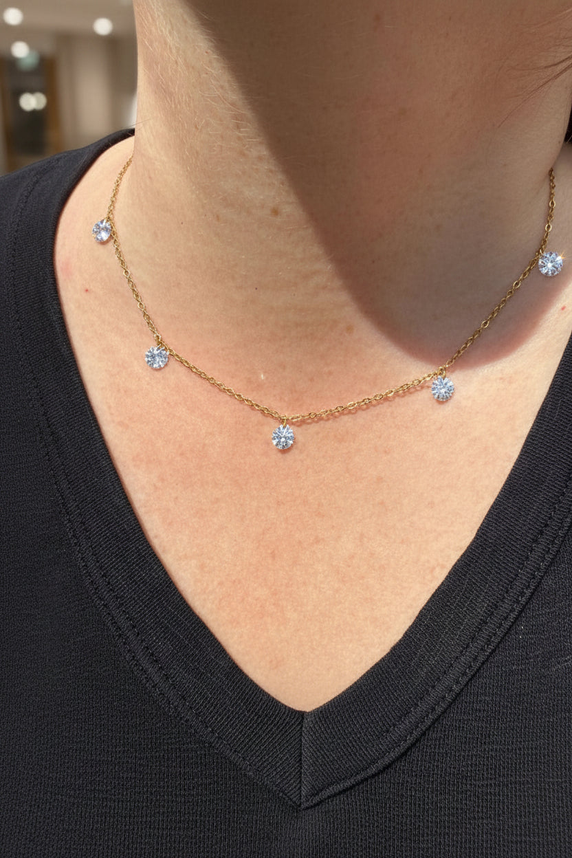 14K Floating Sparkle Necklace