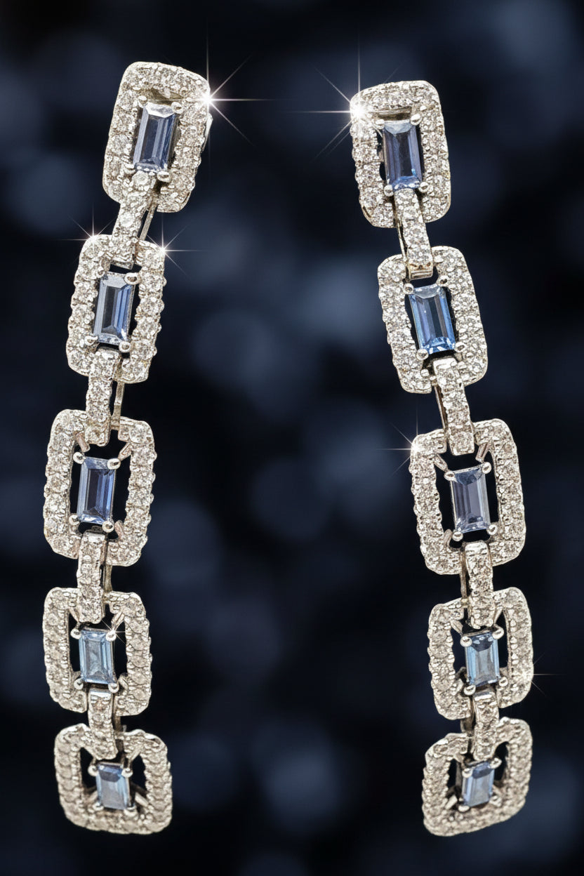 Sapphire Chain Link Earrings