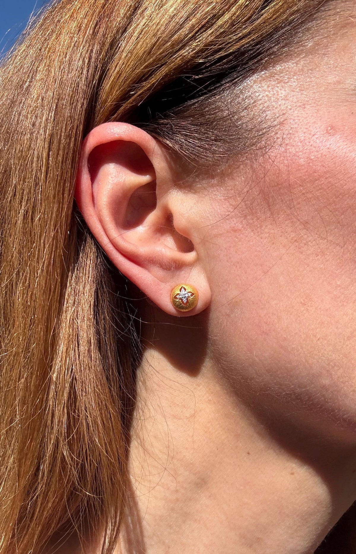 14k Hand-Brushed Gold Earring