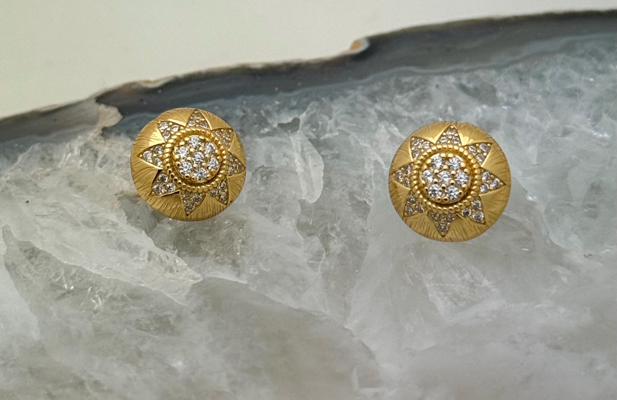 18k Hand-Brushed Italian Gold Earrings