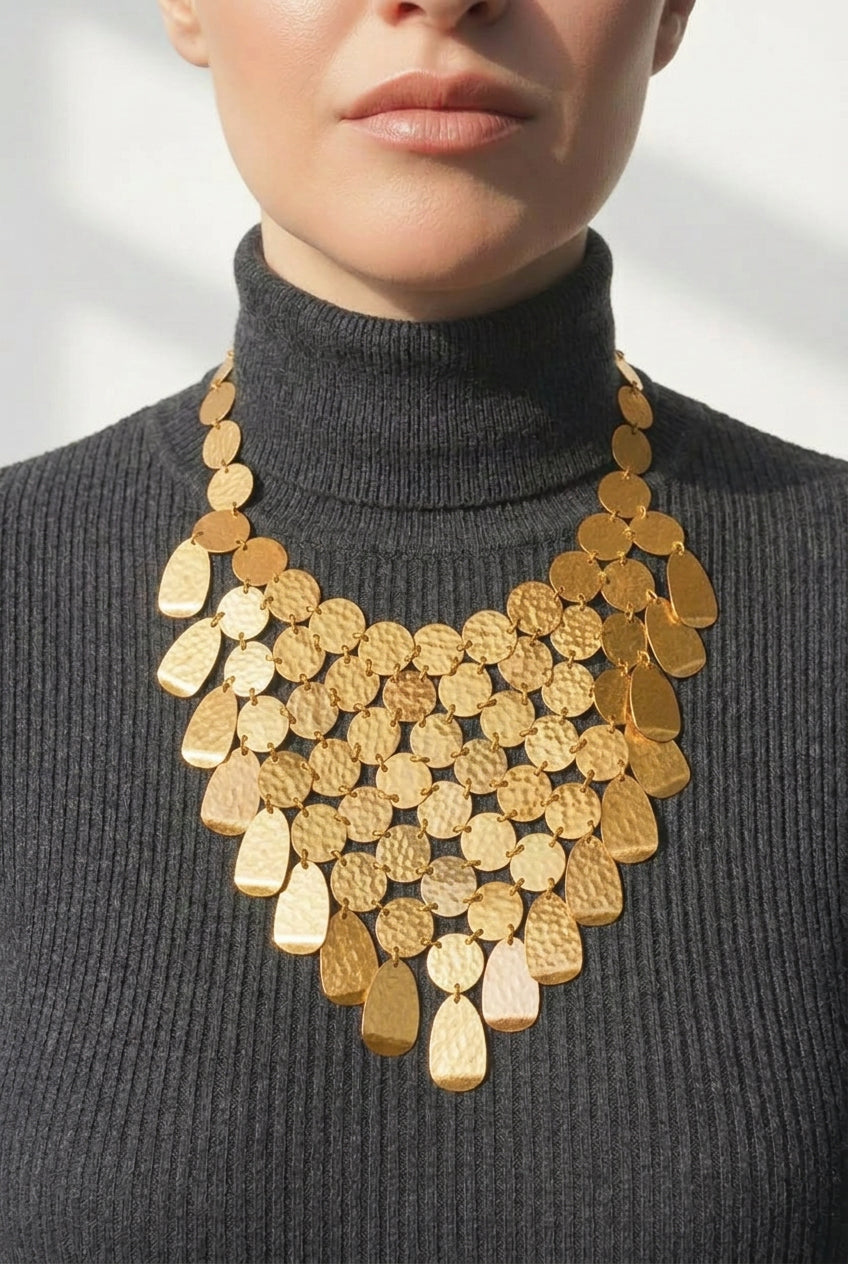 Large Versailles Gold Bib Necklace
