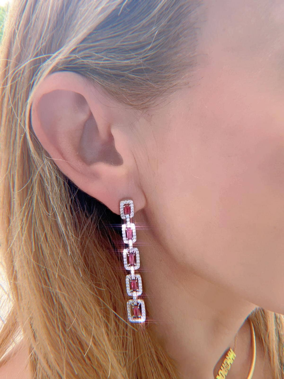 Ruby Chain Link Earrings