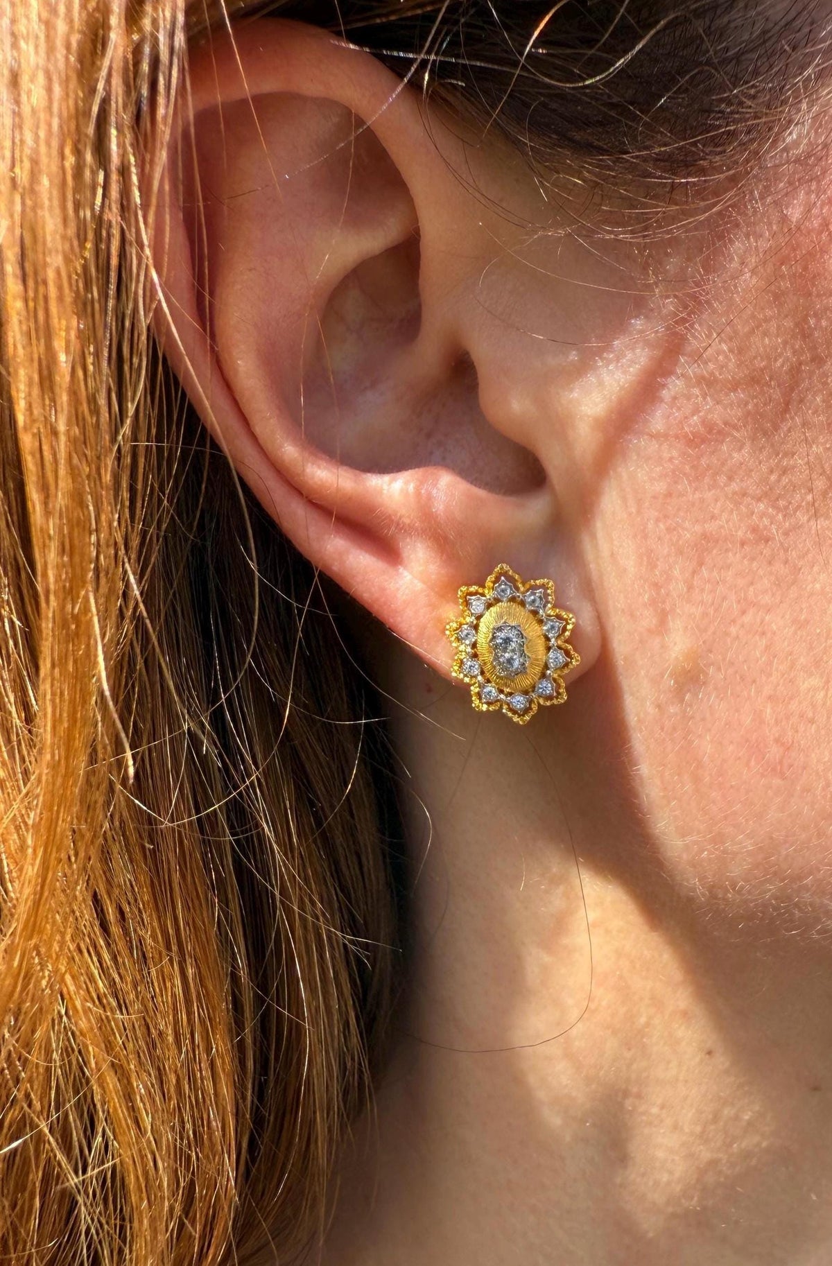 14k Hand-Brushed Filigree Sole Regale Earrings