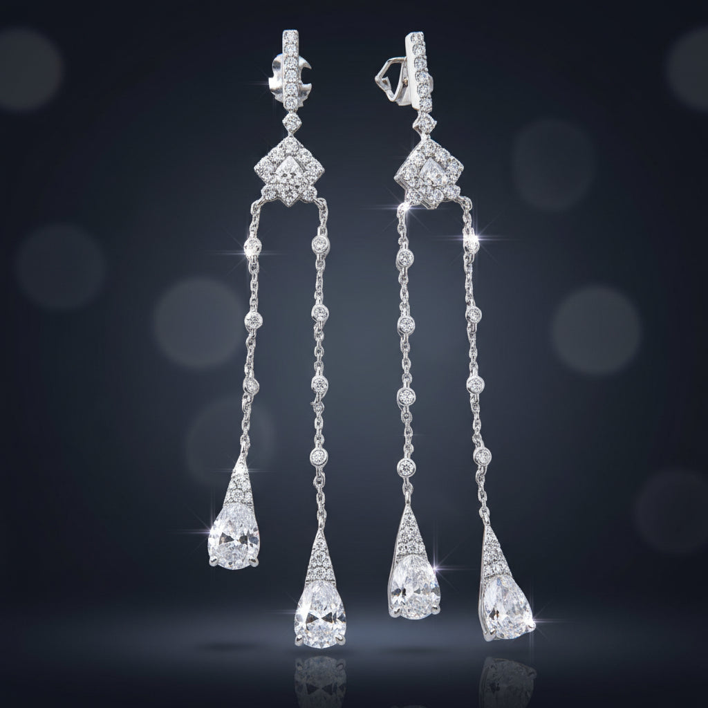 Long Sparkling Dangle Earrings