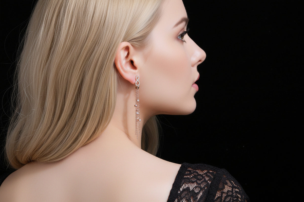 Infinity Chain Tassel Earrings
