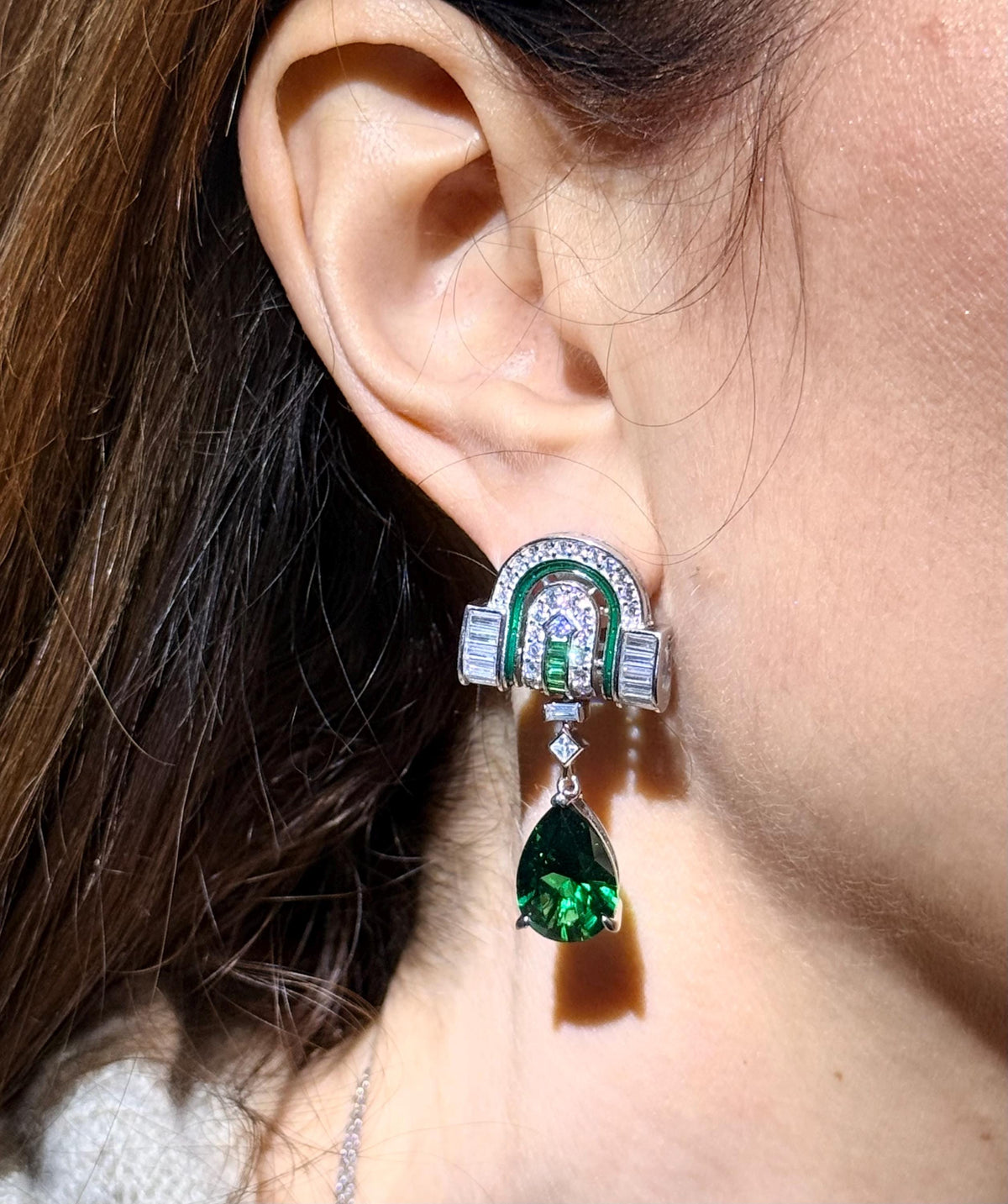 Art Deco Emerald Drop Earrings