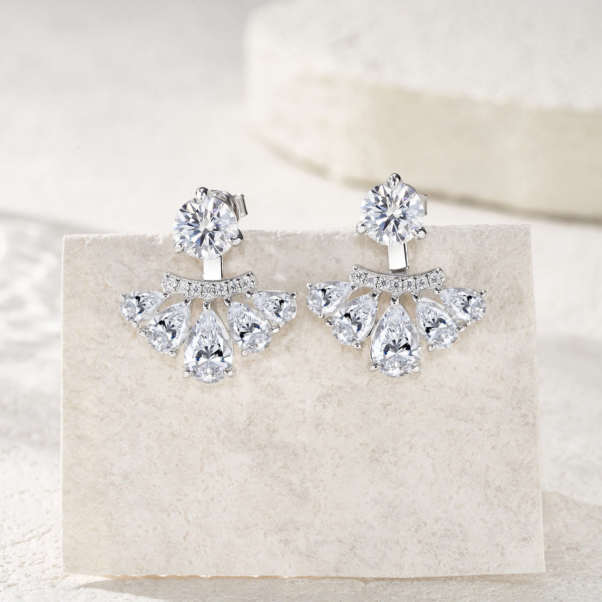 Moissanite Cluster Drop Earrings