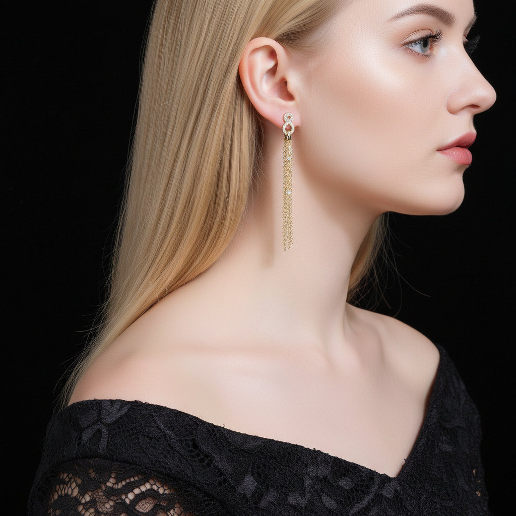 Infinity Chain Tassel Earrings