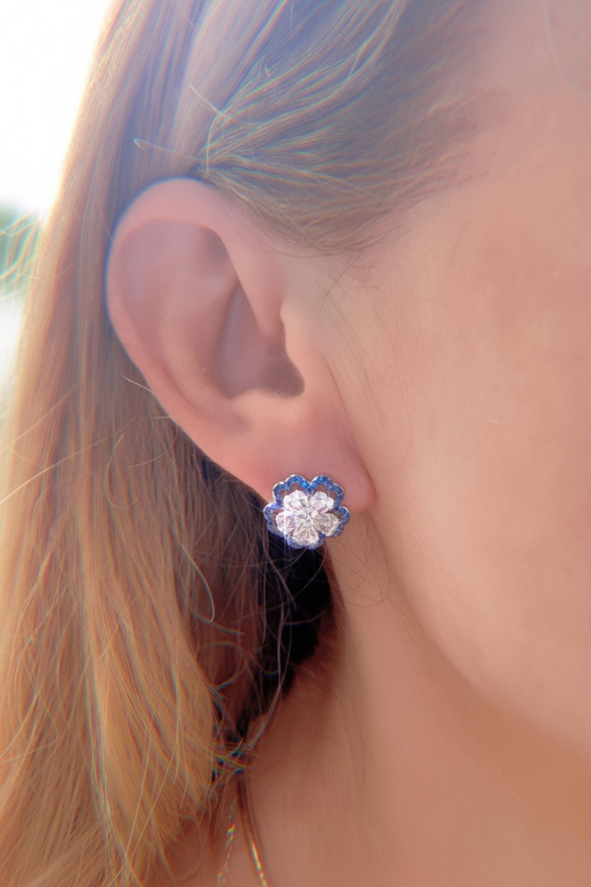 Sapphire Flower Earrings