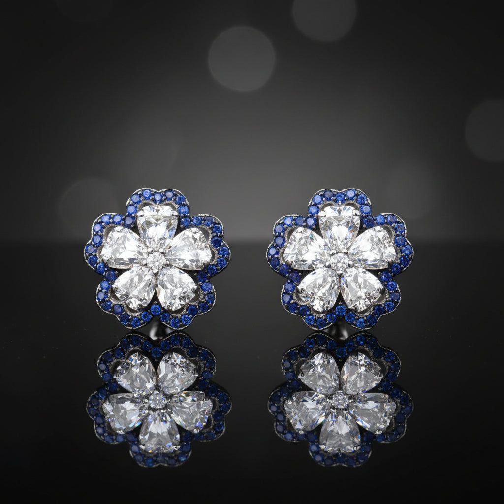 Sapphire Flower Earrings