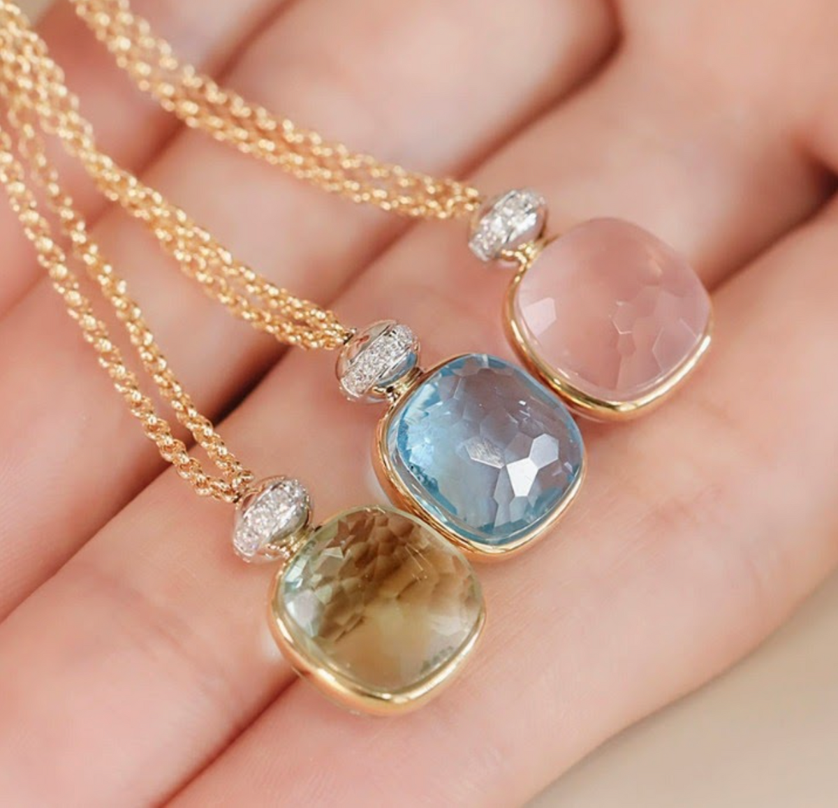 Priscilla Faceted Gemstone Simulated Diamond Pendant Necklace