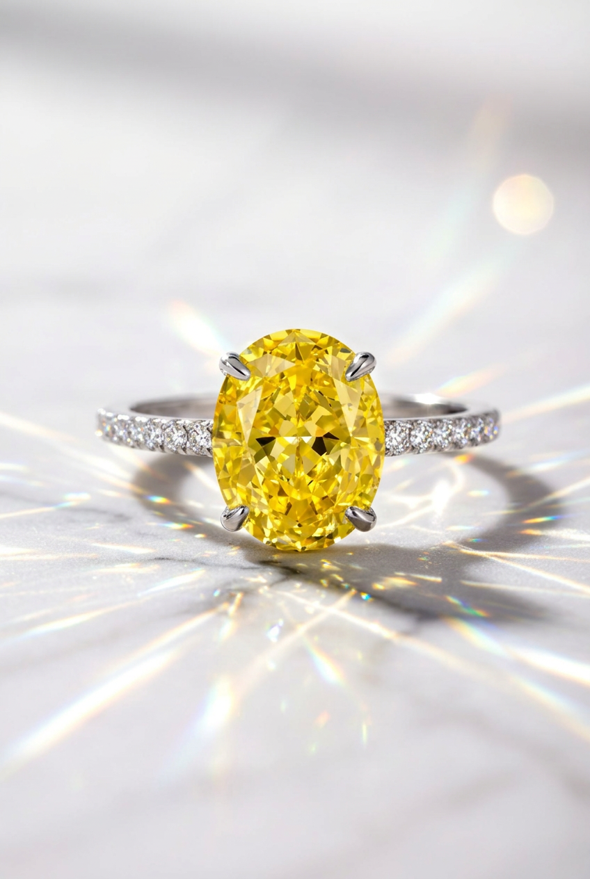 4 CT Canary Oval Simulated Diamond Ring