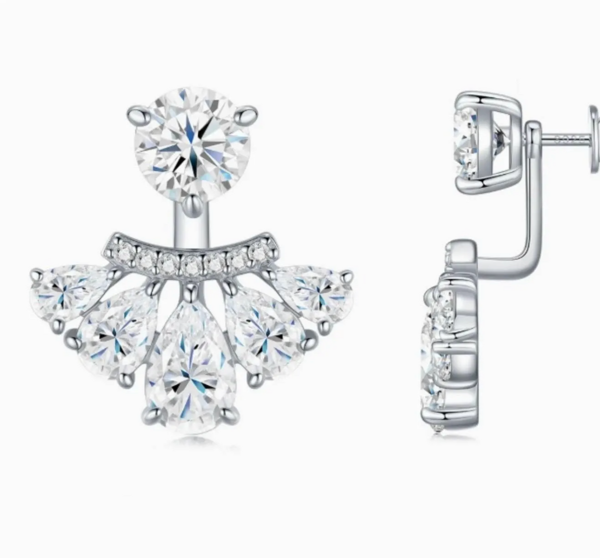 Moissanite Cluster Drop Earrings