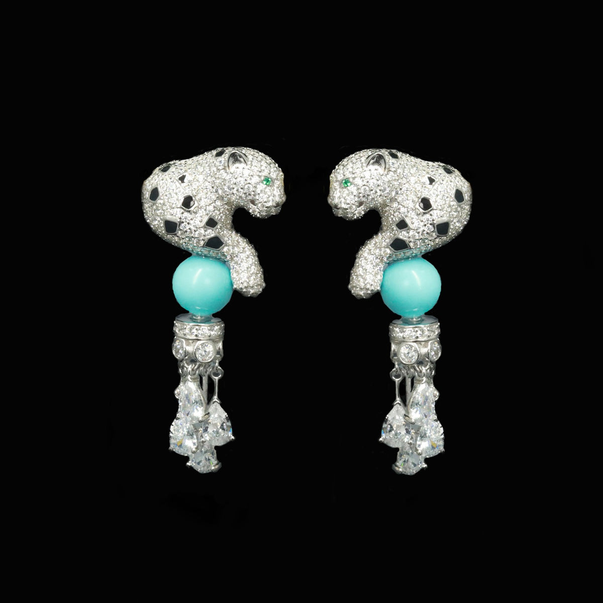 Turquoise Panther Earring
