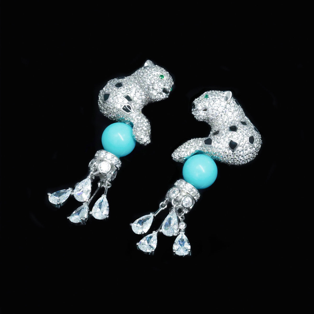 Turquoise Panther Earring