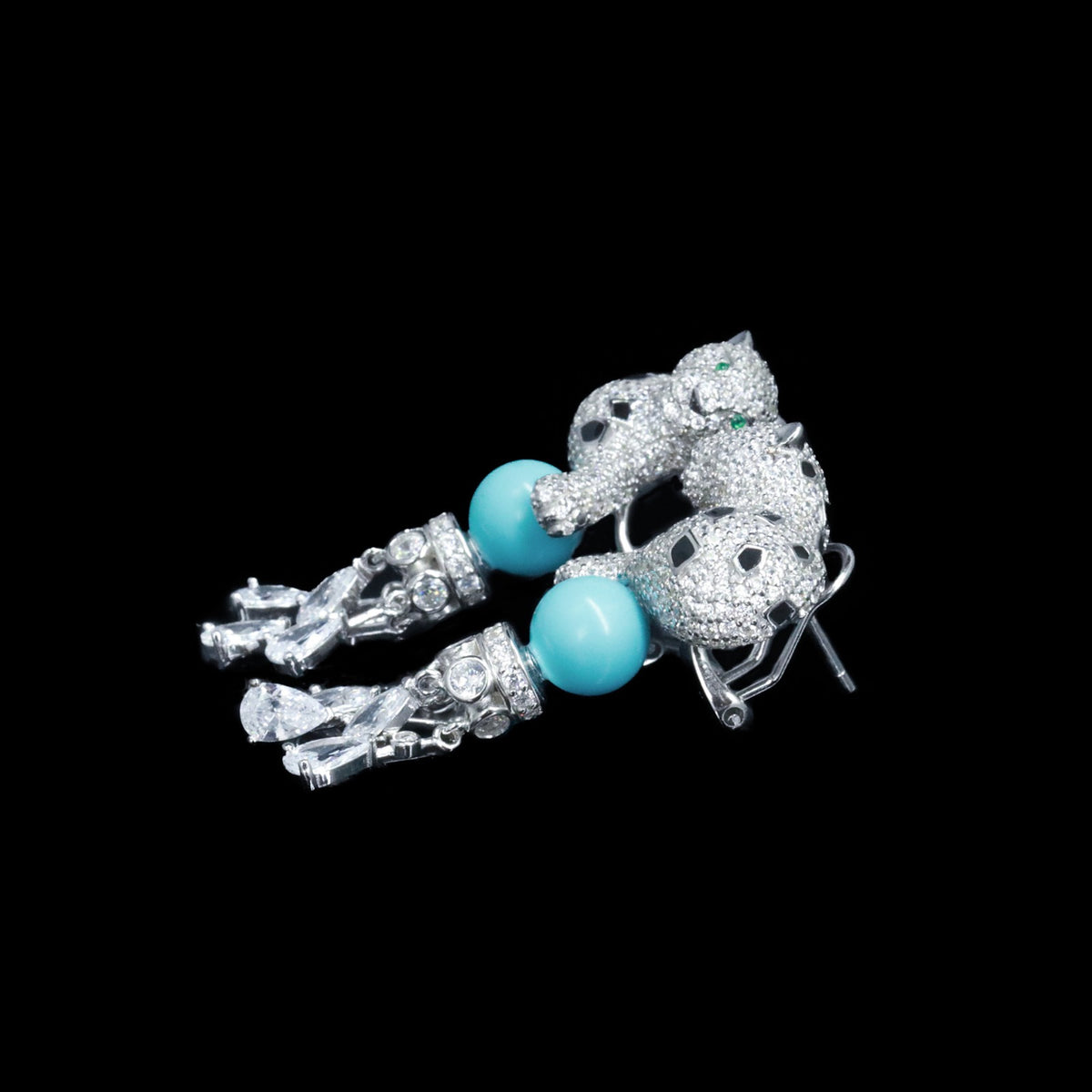 Turquoise Panther Earring