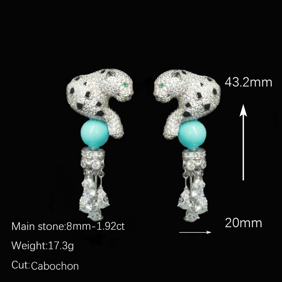 Turquoise Panther Earring