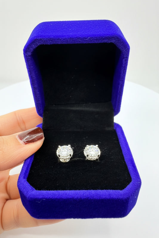 Moissanite Solitaire Studs - 4 prong