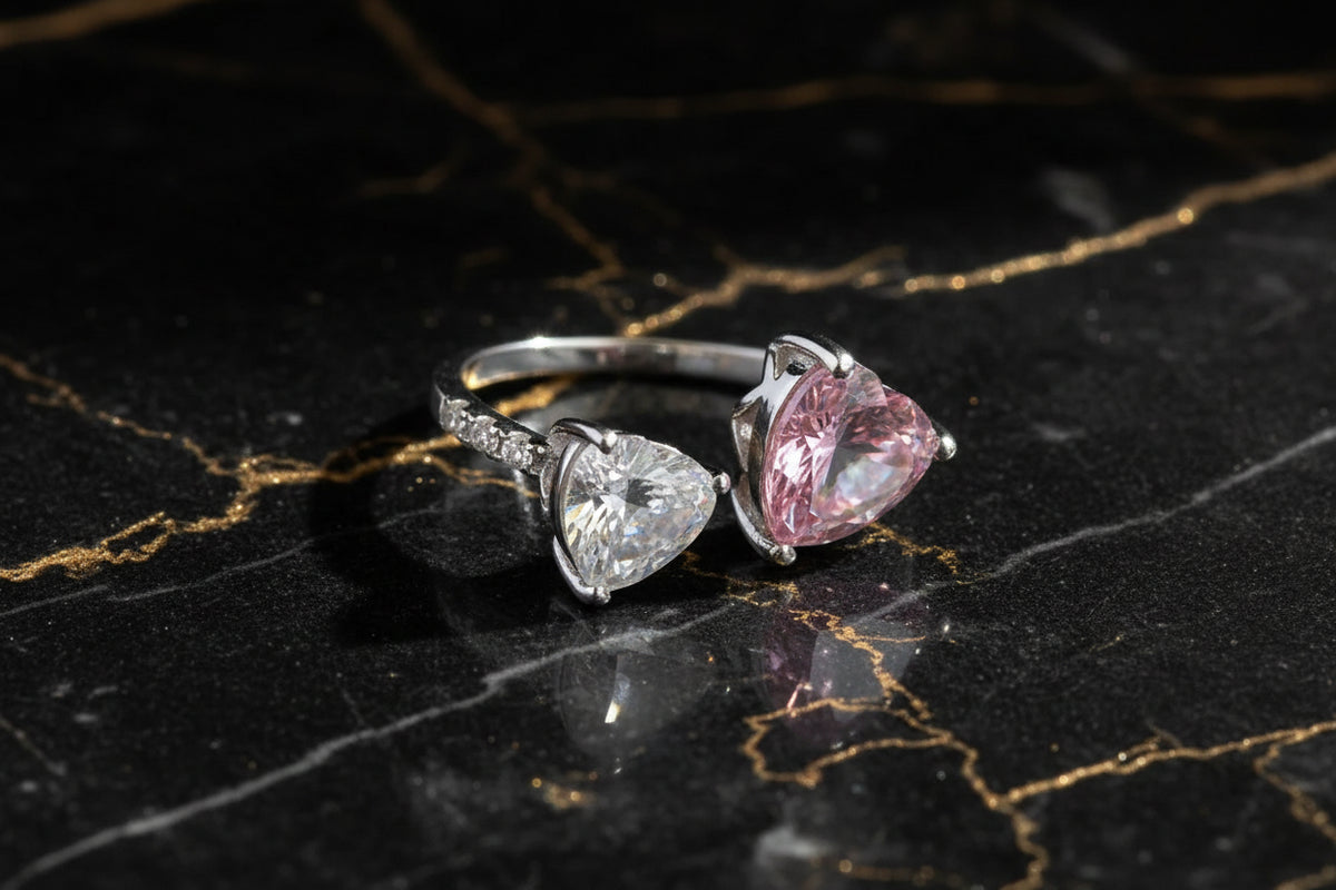 Twin Heart Adjustable Ring