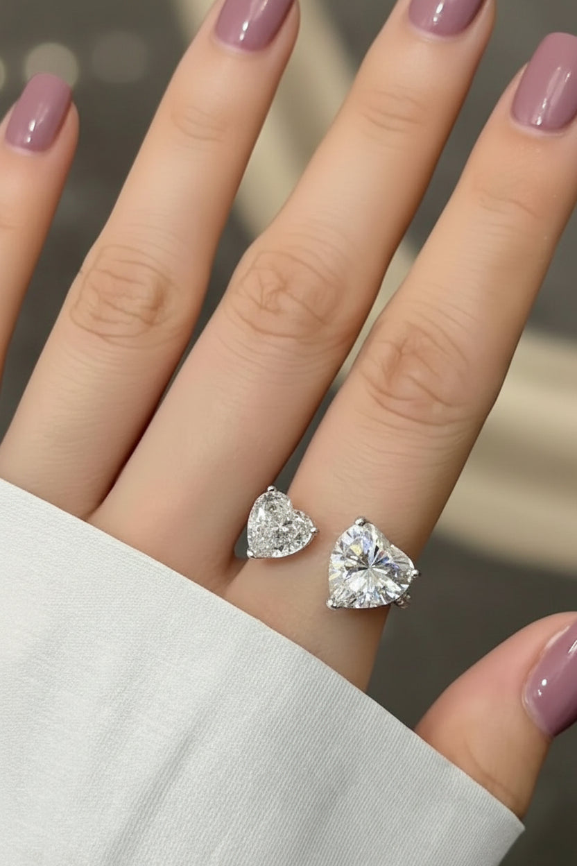 Twin Heart Adjustable Ring