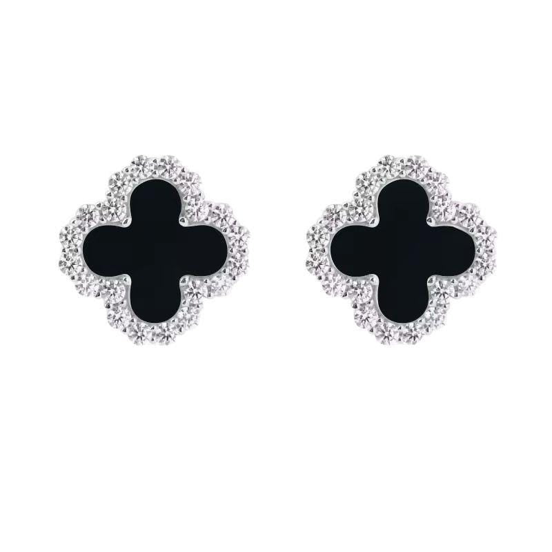 Onyx Clover Earrings - Ali & Eve Jewels