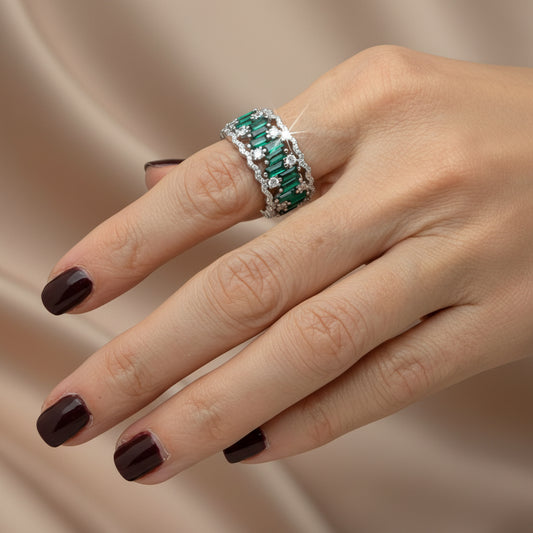 Eloise Emerald Green and Simulated Diamond Eternity Band