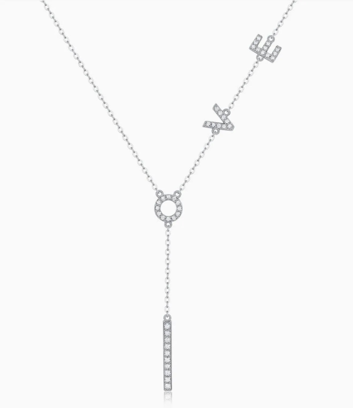Moissanite LOVE Letter Lariat Necklace