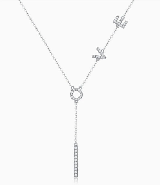 Moissanite LOVE Letter Lariat Necklace