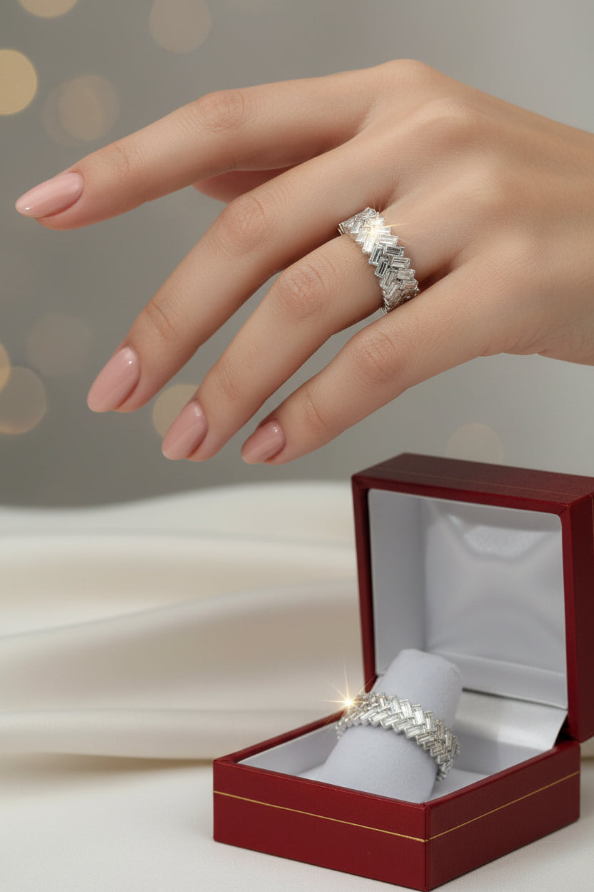 Alana 5.4 ct Moissanite Baguette Cut Eternity Band Ring