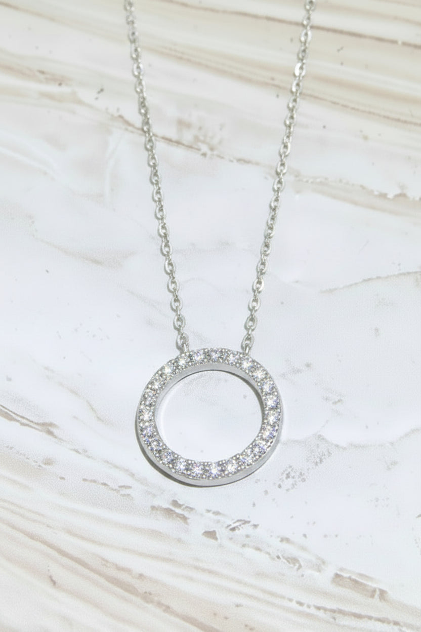 Moissanite Pavé Eternity Circle Pendant Necklace