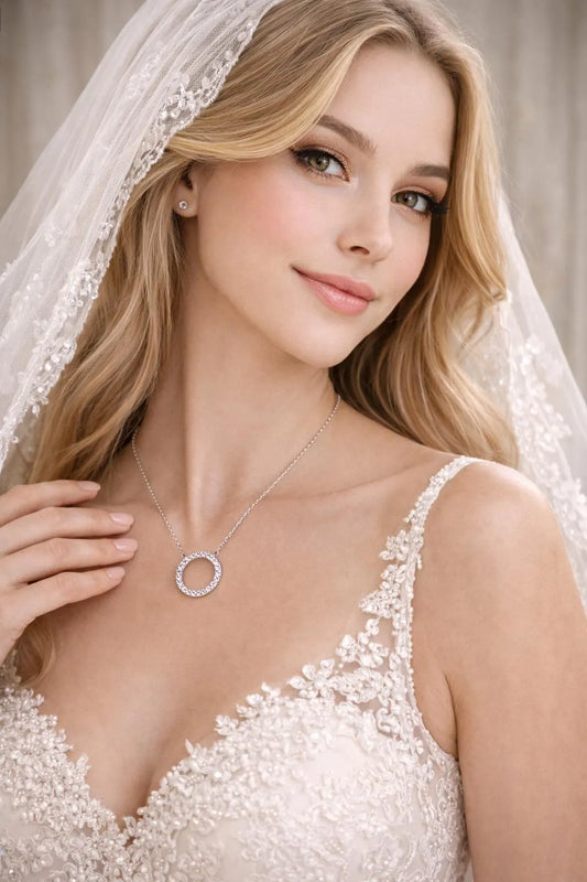 Moissanite Pavé Eternity Circle Pendant Necklace